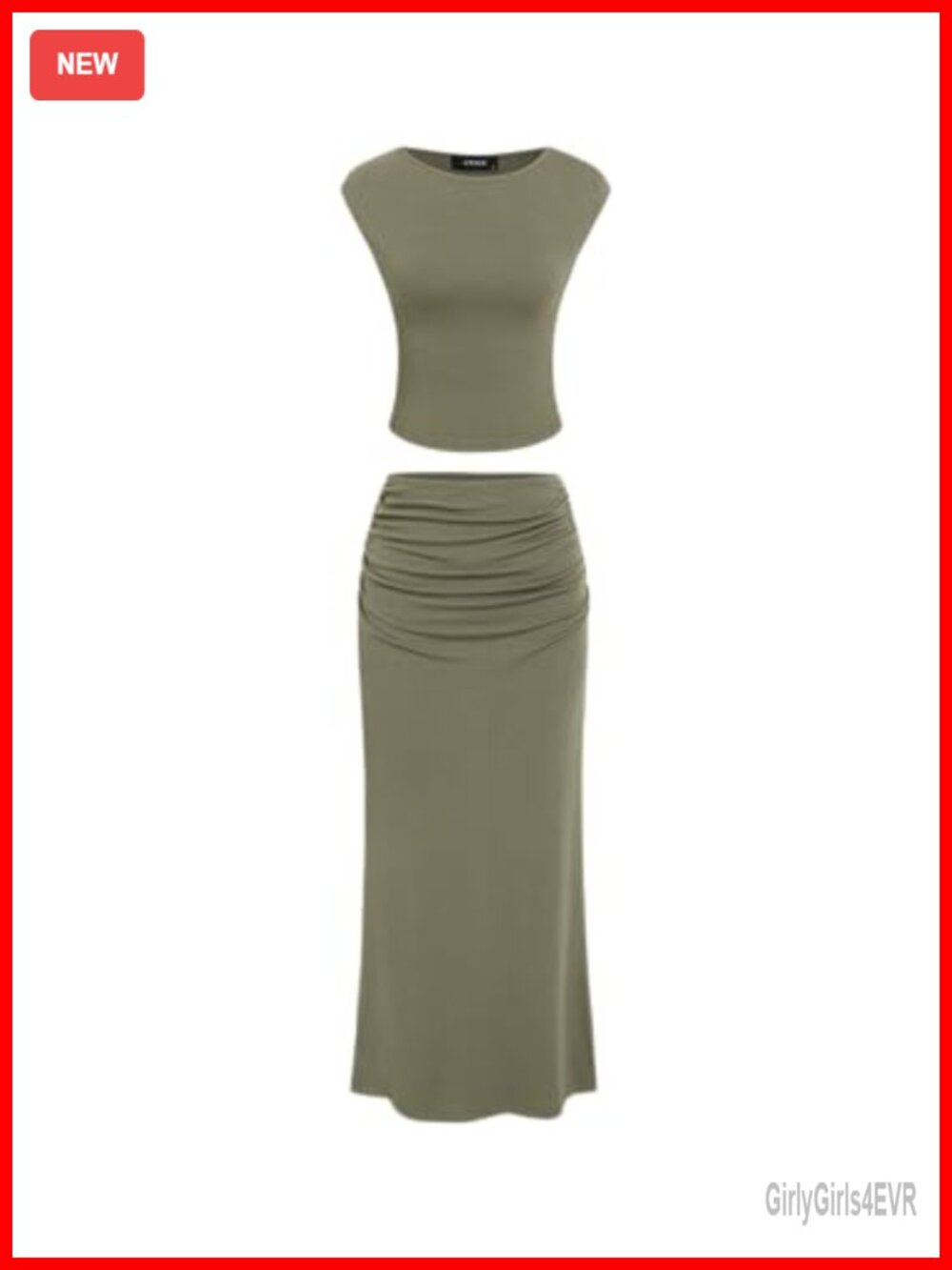 CIDER Women's Ruched Bodycon Maxi Skirt Set with Tank Top